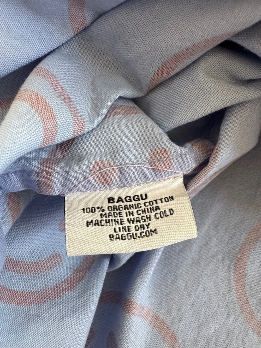 BAGGU organic cotton Blue & orange Smiley face Pattern super rare pillowcase EUC